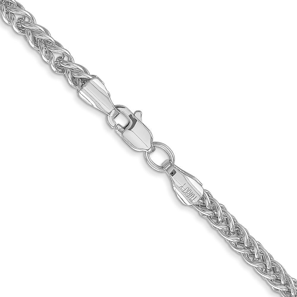 14K White Gold 2.6mm Semi-solid 3-Wire Wheat 16 Inch Chain