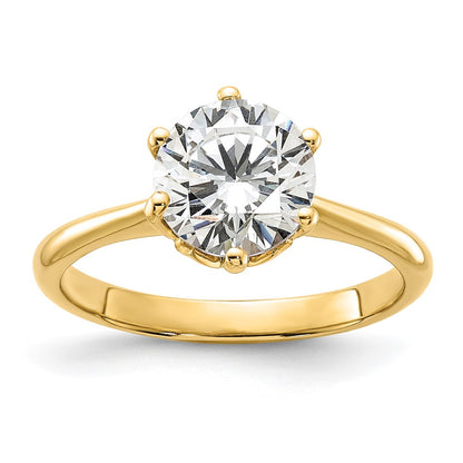 14K Yellow Gold (Holds 2 carat (8.20 mm) Round) 4-Prong with 1/20 carat Diamond Leaf Design Semi-Mount Engagement Ring