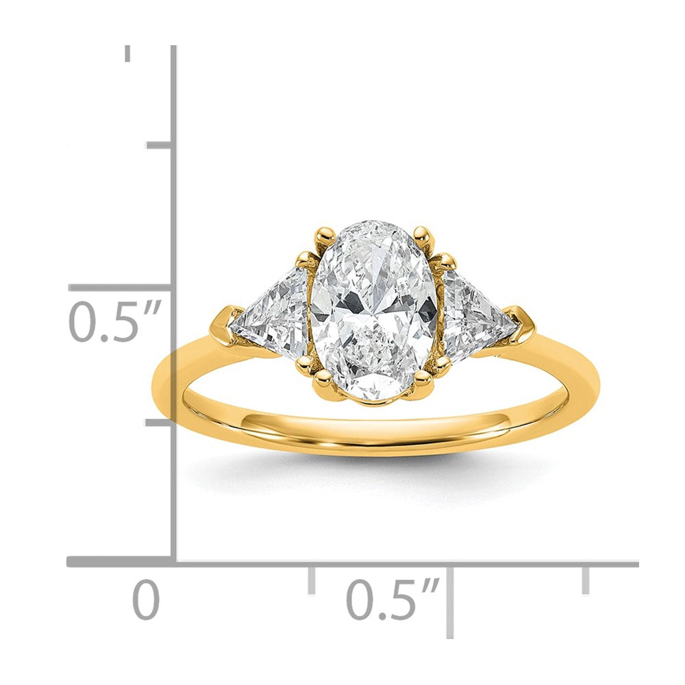 14K Yellow Gold 1 1/2 carat Certified Lab Grown Diamond VS/SI+ G+ Complete Oval and Trillion Three Stone Engagement Ring