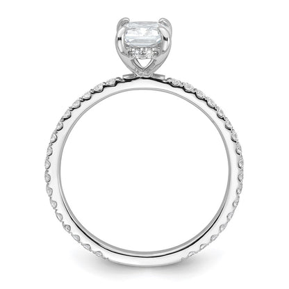 14K White Gold 1 1/3 carat Certified Lab Grown Diamond VS+ F+ Radiant Complete Solitaire with Flair Engagement Ring