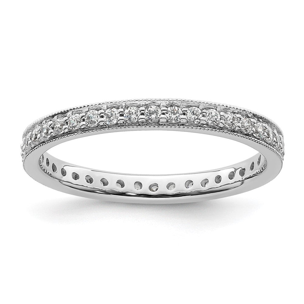 14K White Gold Polished Size 8.5 Vintage 1/2 carat Diamond Complete Eternity Wedding Band Ring