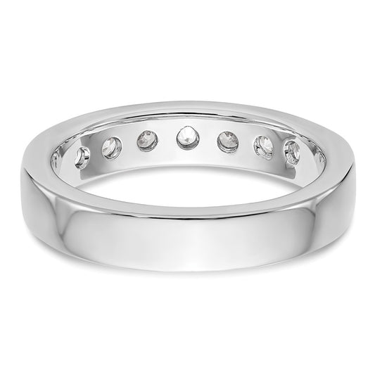 10K White Gold 7-Stone Diamond Channel Wedding Band Ring