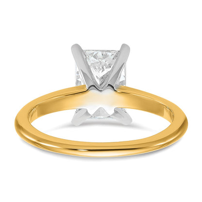 14K Two-Tone Gold Two-tone 2 carat Certified Lab Grown Diamond VS+ F+ Radiant Solitaire Complete Engagement Ring