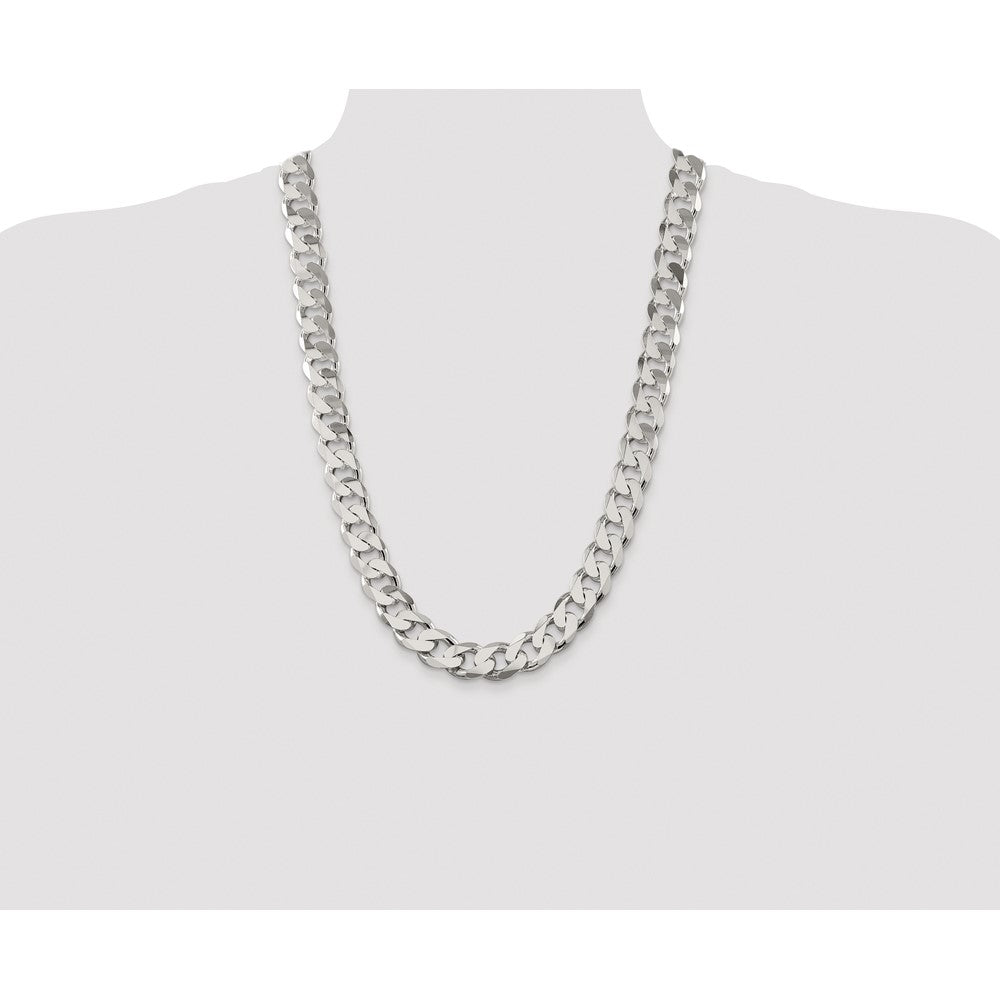 Sterling Silver Rhodium-plated 14.5mm Curb 26 Inch Chain