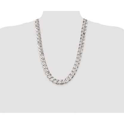 Sterling Silver Rhodium-plated 14.5mm Curb 26 Inch Chain