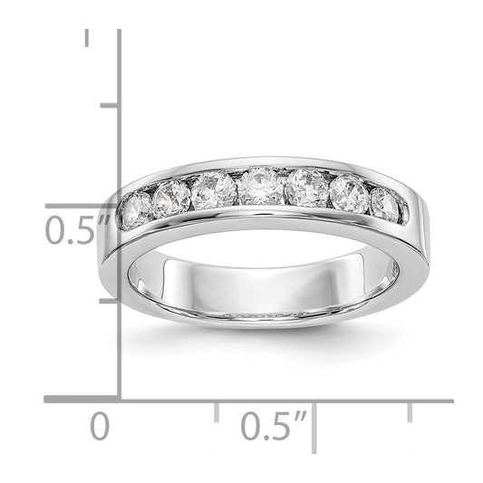 Platinum 7-Stone 3/4 carat Round Diamond Complete Channel Wedding Band Ring