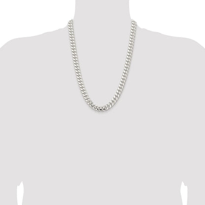 Sterling Silver Rhodium-plated 10.7mm Polished Domed Curb 24 Inch Chain