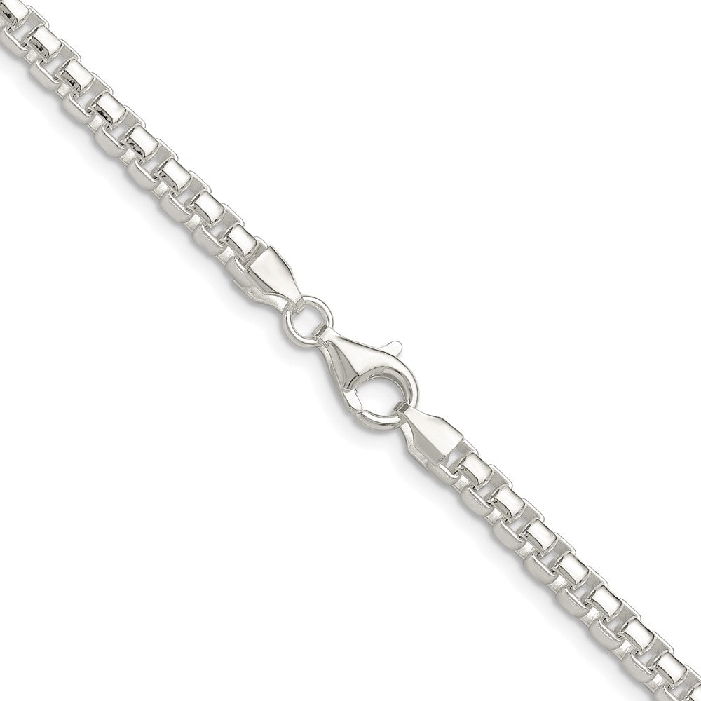 Sterling Silver Rhodium-plated Polished 4mm Round Box 30 Inch Chain