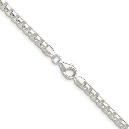 Sterling Silver Rhodium-plated Polished 4mm Round Box 30 Inch Chain