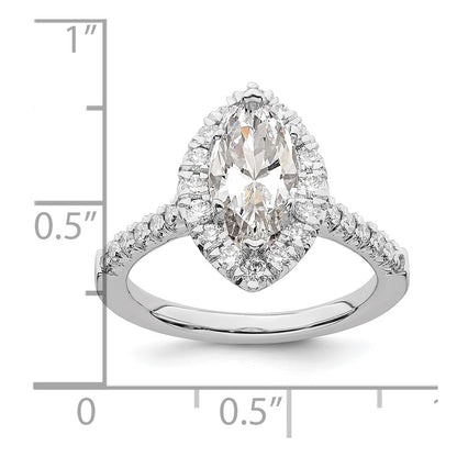 True Origin 14K White Gold 5/8 carat Lab Grown Diamond VS+ F+ Semi-Mount Marquise Halo Engagement Ring