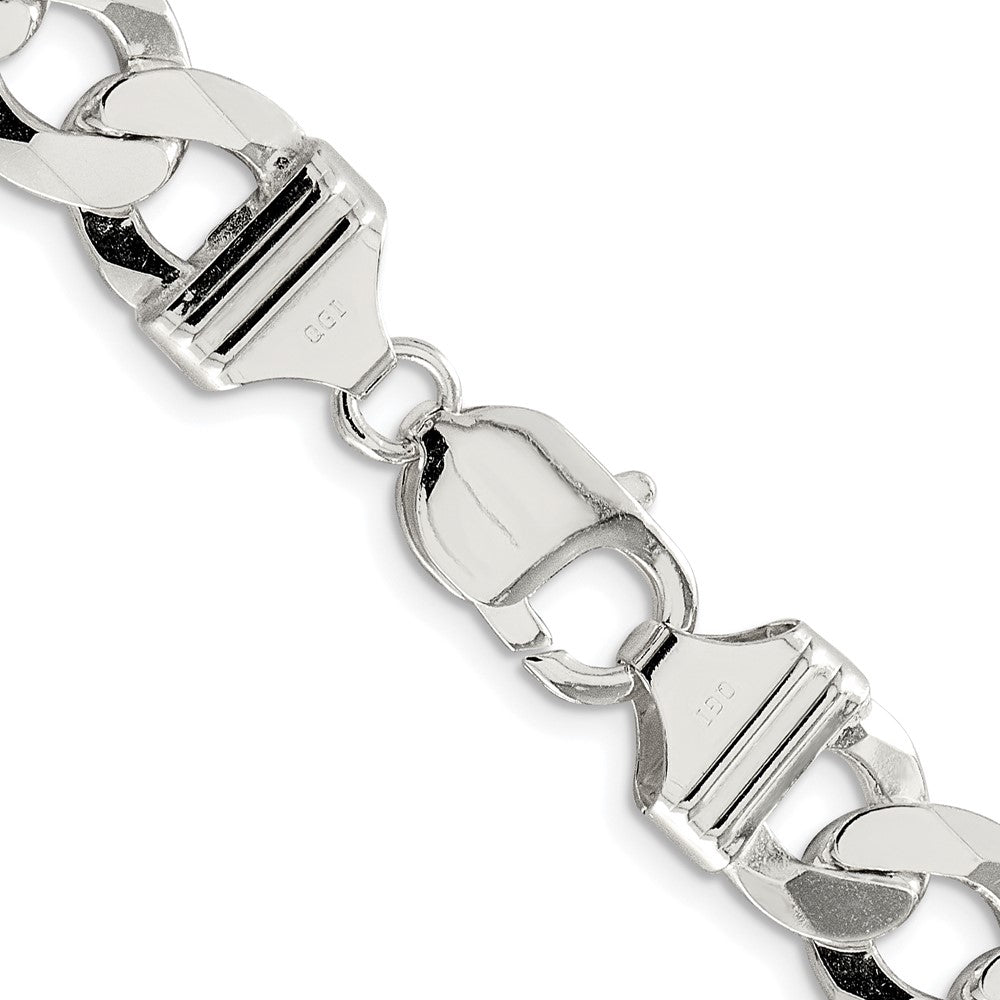 Sterling Silver Rhodium-plated 11.75mm Flat Curb 26 Inch Chain