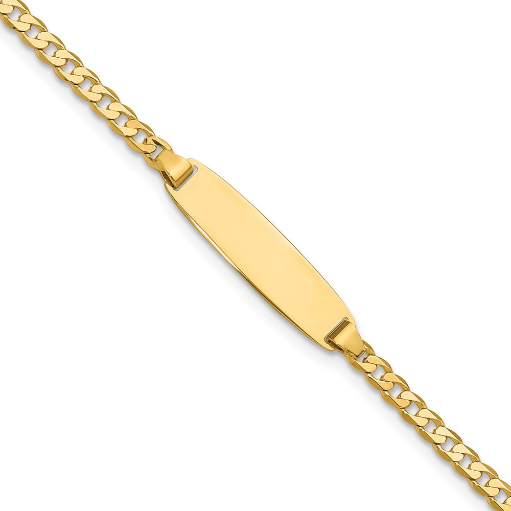 14K Yellow Gold Polished Solid Chain/Solid Plate Curb Link 19.5x5.5mm Plate 7 Inch ID Bracelet