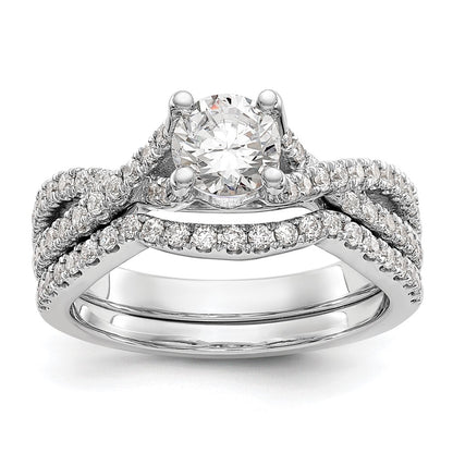 14K White Gold Criss-Cross (Holds 3/4 carat (5.8mm) Round Center) 3/8 carat Diamond Semi-mount Engagement Ring