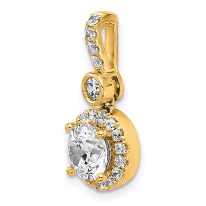 14K Yellow Gold 2 carat Lab Grown Diamond VS+ F+ Round Complete Halo Pendant