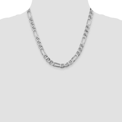 Sterling Silver Rhodium-plated 8.25mm Figaro Anchor 20 Inch Chain