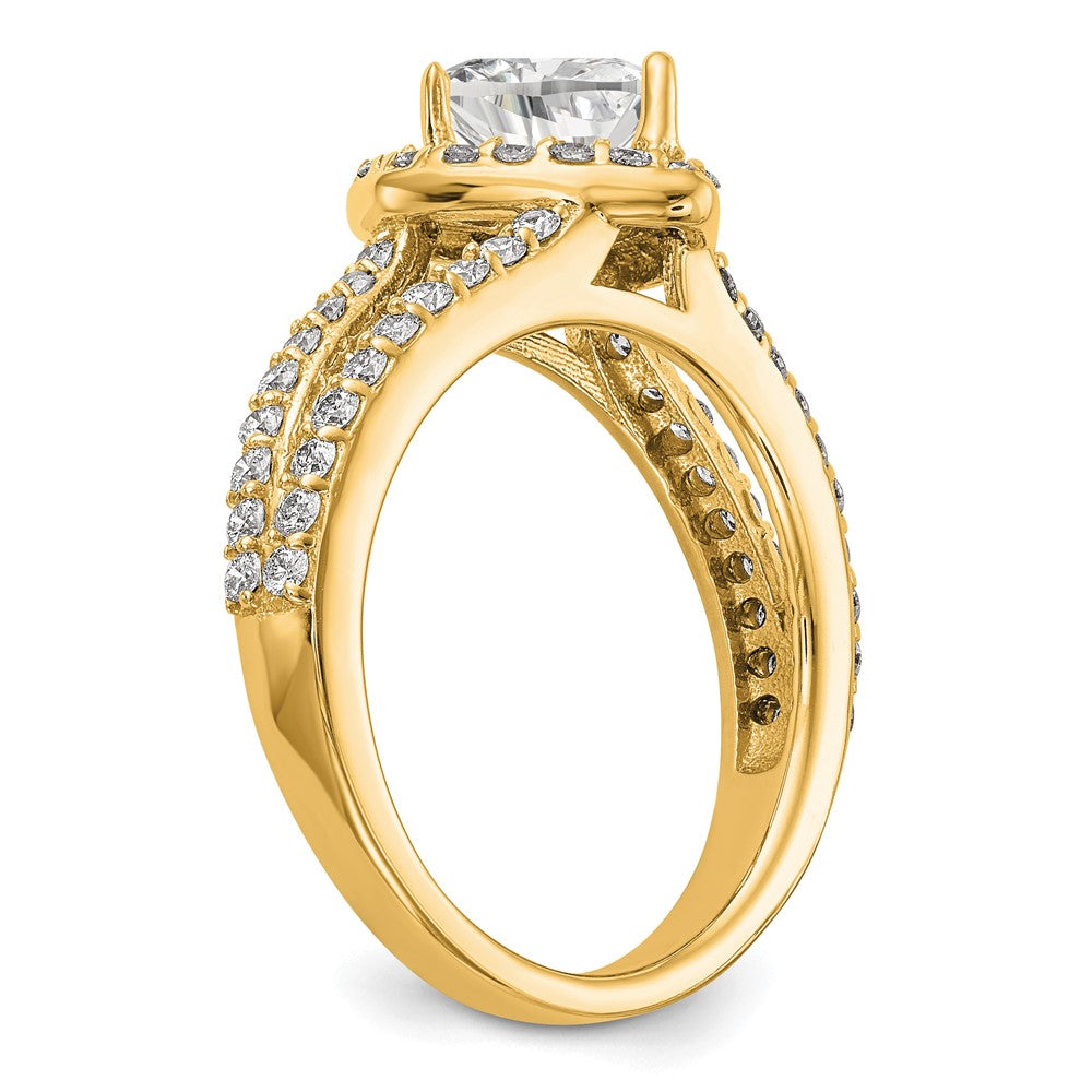 14K Yellow Gold Diamond Heart Semi-Mount Halo Engagement Ring