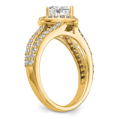 14K Yellow Gold Diamond Heart Semi-Mount Halo Engagement Ring