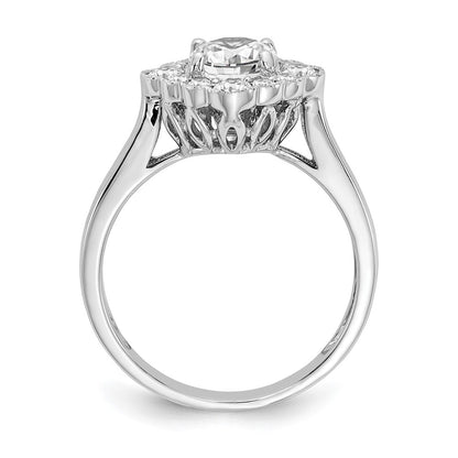 True Origin 14K White Gold 1/4 carat Lab Grown Diamond VS+ F+ Semi-Mount Round  Halo Engagement Ring