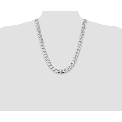 Sterling Silver Rhodium-plated 13mm Curb 24 Inch Chain