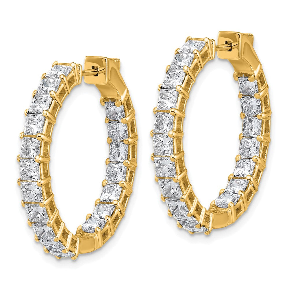 14K Yellow Gold Inside/Outside Cert Lab Grown VS/SI FGH Princess Diamond Hoop Earrings