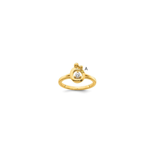 14K Yellow Gold Diamond with 1 Genuine Birthstone Mother/Child Ring