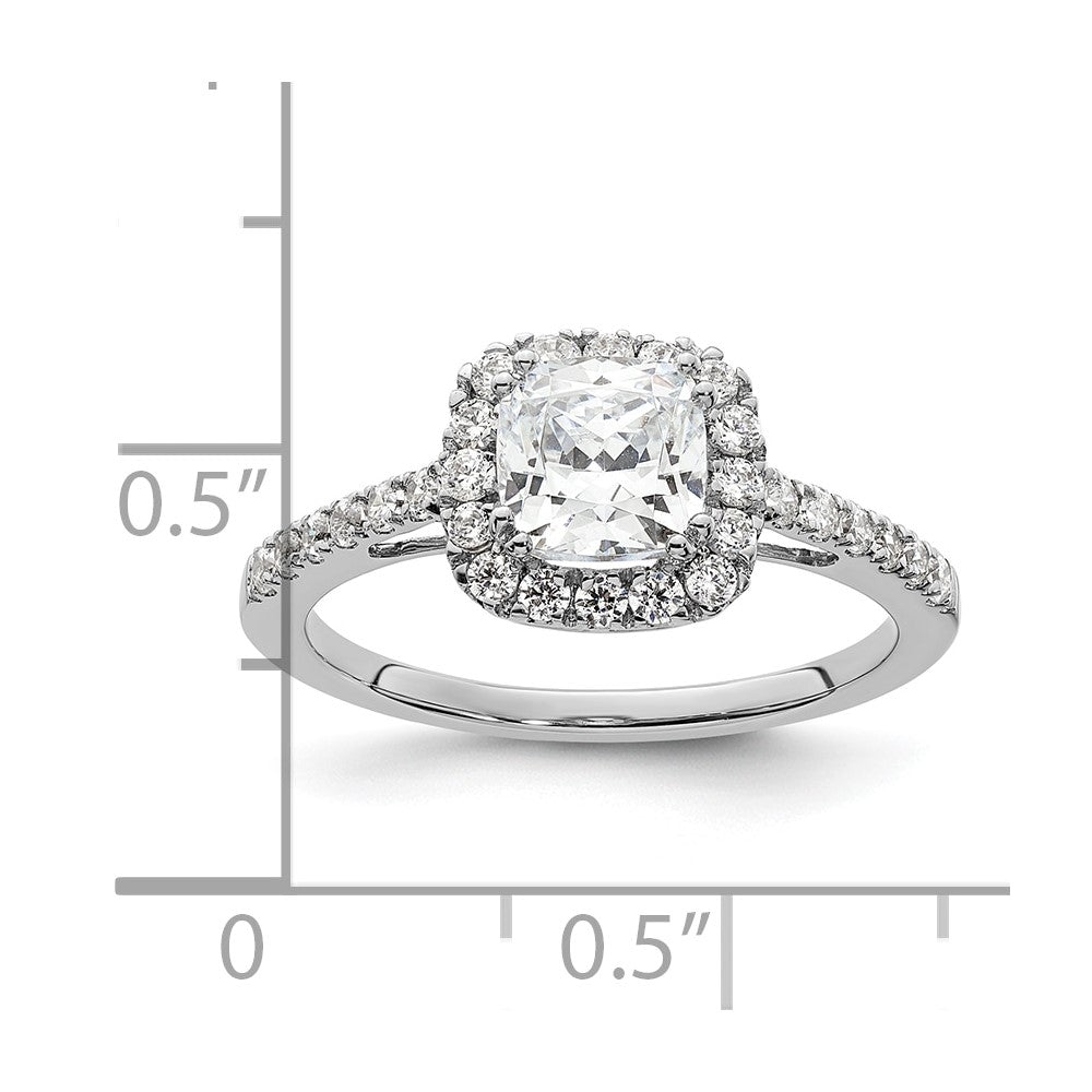 14K White Gold Halo Plus (Holds 1.75 carat (7.00mm) Cushion Center) 3/8 carat Diamond Semi-Mount Engagement Ring