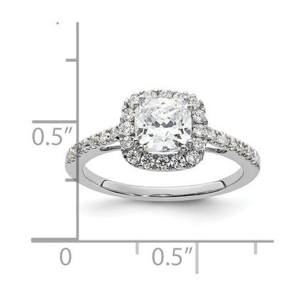 14K White Gold Halo Plus (Holds 1.75 carat (7.00mm) Cushion Center) 3/8 carat Diamond Semi-Mount Engagement Ring