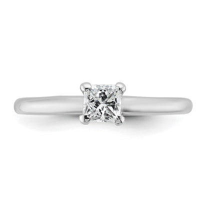 14K White Gold 1/2 carat Certified Lab Grown Diamond VS+ F+ Princess Complete Solitaire Engagement Ring