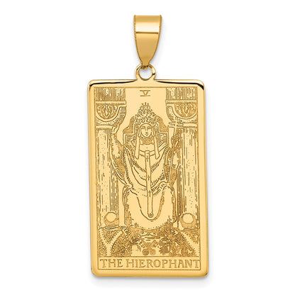 14K Yellow Gold The Hierophant Tarot Card Pendant