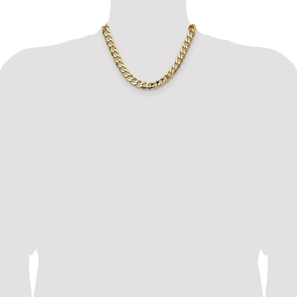 14K Yellow Gold 11.3mm Semi-Solid Curb 18 Inch Chain