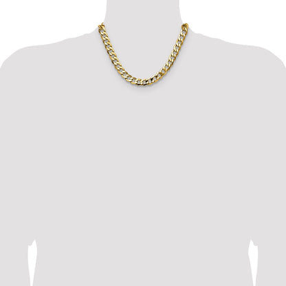 14K Yellow Gold 11.3mm Semi-Solid Curb 18 Inch Chain