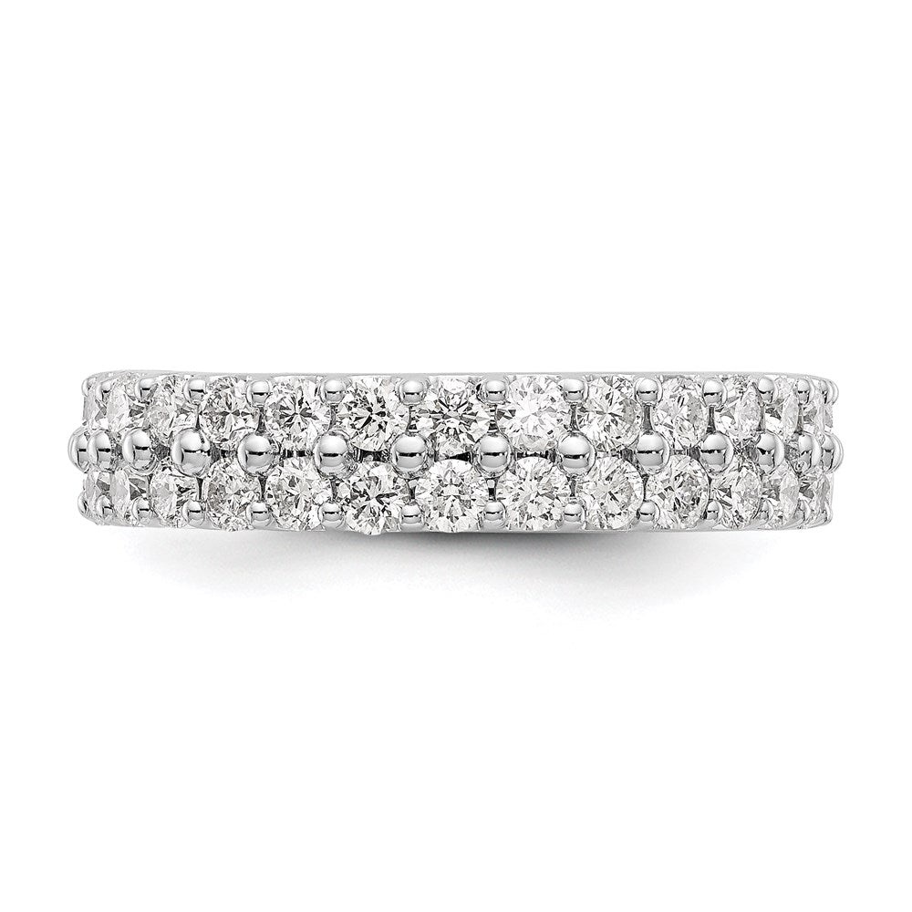 14K White Gold Polished Round 2CT Double Row Diamond Eternity Wedding Band Ring