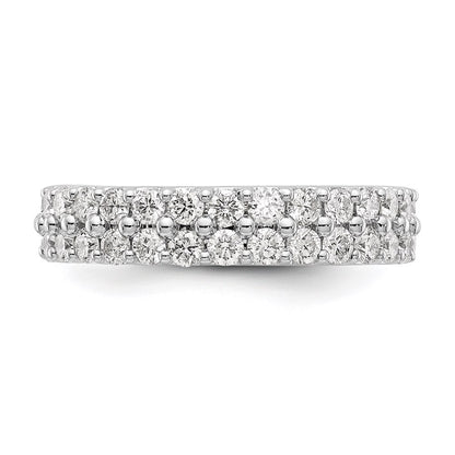 14K White Gold Polished Round 2CT Double Row Diamond Eternity Wedding Band Ring