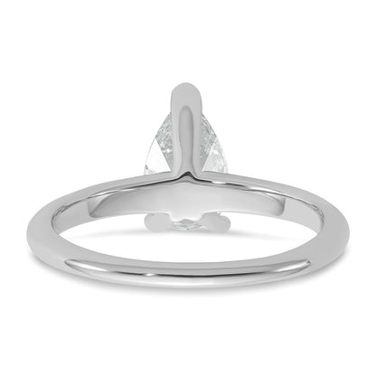 14K White Gold 1 carat Lab Grown Diamond VS+ F+ Pear Solitaire Complete Engagement Ring