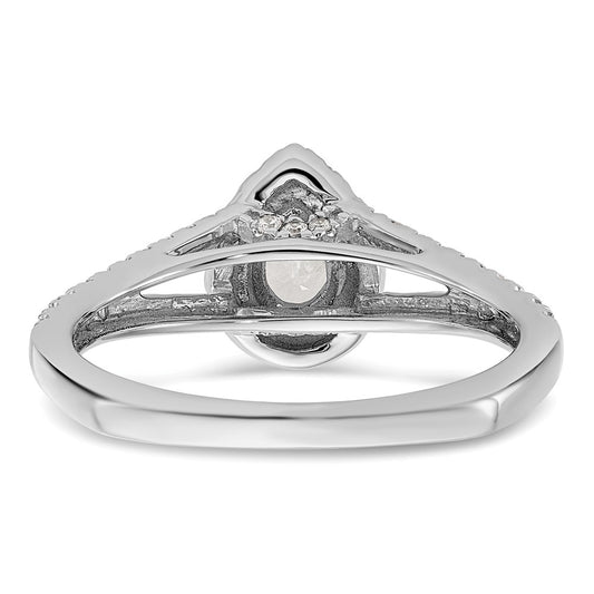 14K White Gold Halo Plus (Holds 1/2 carat (6x4mm) Pear Center) 3/8 carat Diamond Semi-mount Engagement Ring