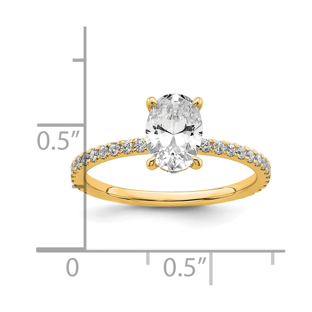 14K Yellow Gold 1 1/3 carat Certified Lab Grown Diamond VS/SI+ G+ Oval Complete Solitaire with Flair Engagement Ring