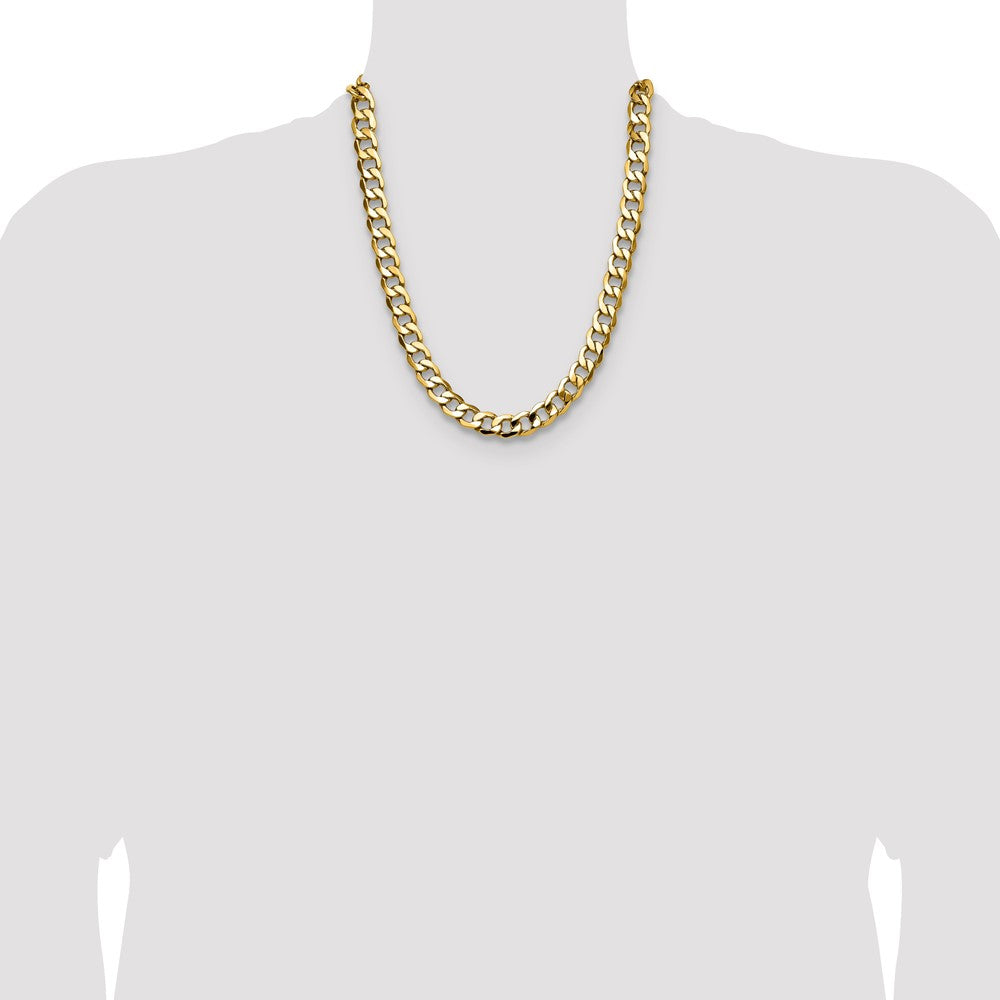 14K Yellow Gold 11.3mm Semi-Solid Curb 22 Inch Chain