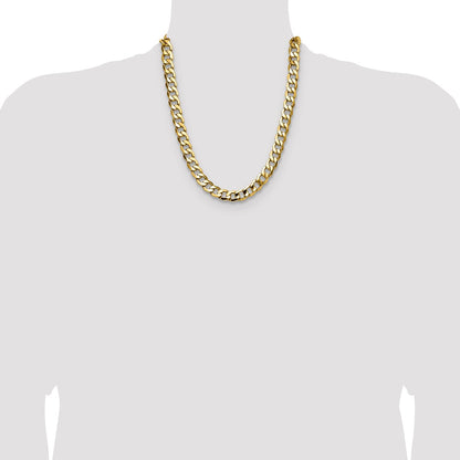 14K Yellow Gold 11.3mm Semi-Solid Curb 22 Inch Chain