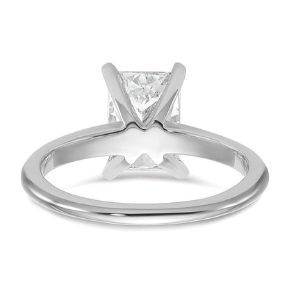 14K White Gold 2 carat Certified Lab Grown Diamond VS+ F+ Radiant Solitaire Complete Engagement Ring