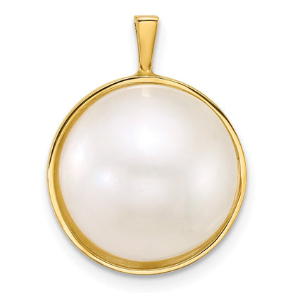 14K Yellow Gold 14-15mm Round Saltwater Cultured Mabe Pearl Pendant