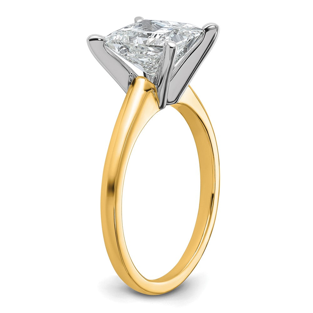 14K Two-Tone Gold Two-tone 2 1/2 carat Certified Lab Grown Diamond VS+ F+ Princess Complete Solitaire Engagement Ring