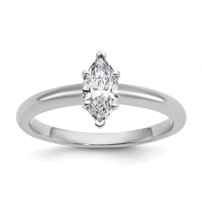 14K White Gold 1/2 carat Certified Lab Grown Diamond VS+ F+ Marquise Solitaire Complete Engagement Ring