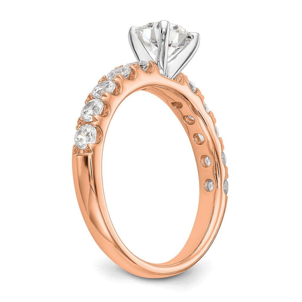 True Origin 14K Rose Gold 3/4 carat Lab Grown Diamond VS+ F+ Semi-Mount Peg Set Engagement Ring