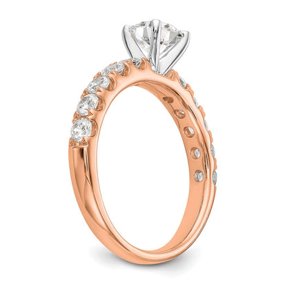 True Origin 14K Rose Gold 3/4 carat Lab Grown Diamond VS+ F+ Semi-Mount Peg Set Engagement Ring