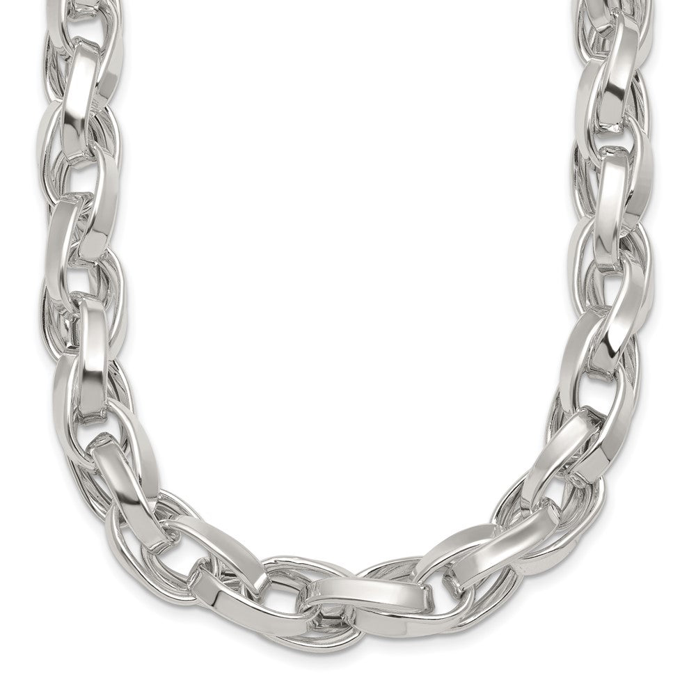 Sterling Silver Polished Double Twisted Link 18 Inch Necklace
