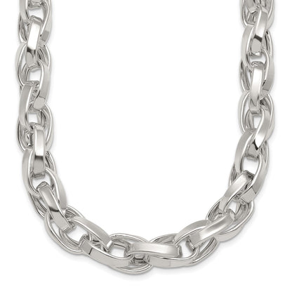 Sterling Silver Polished Double Twisted Link 18 Inch Necklace