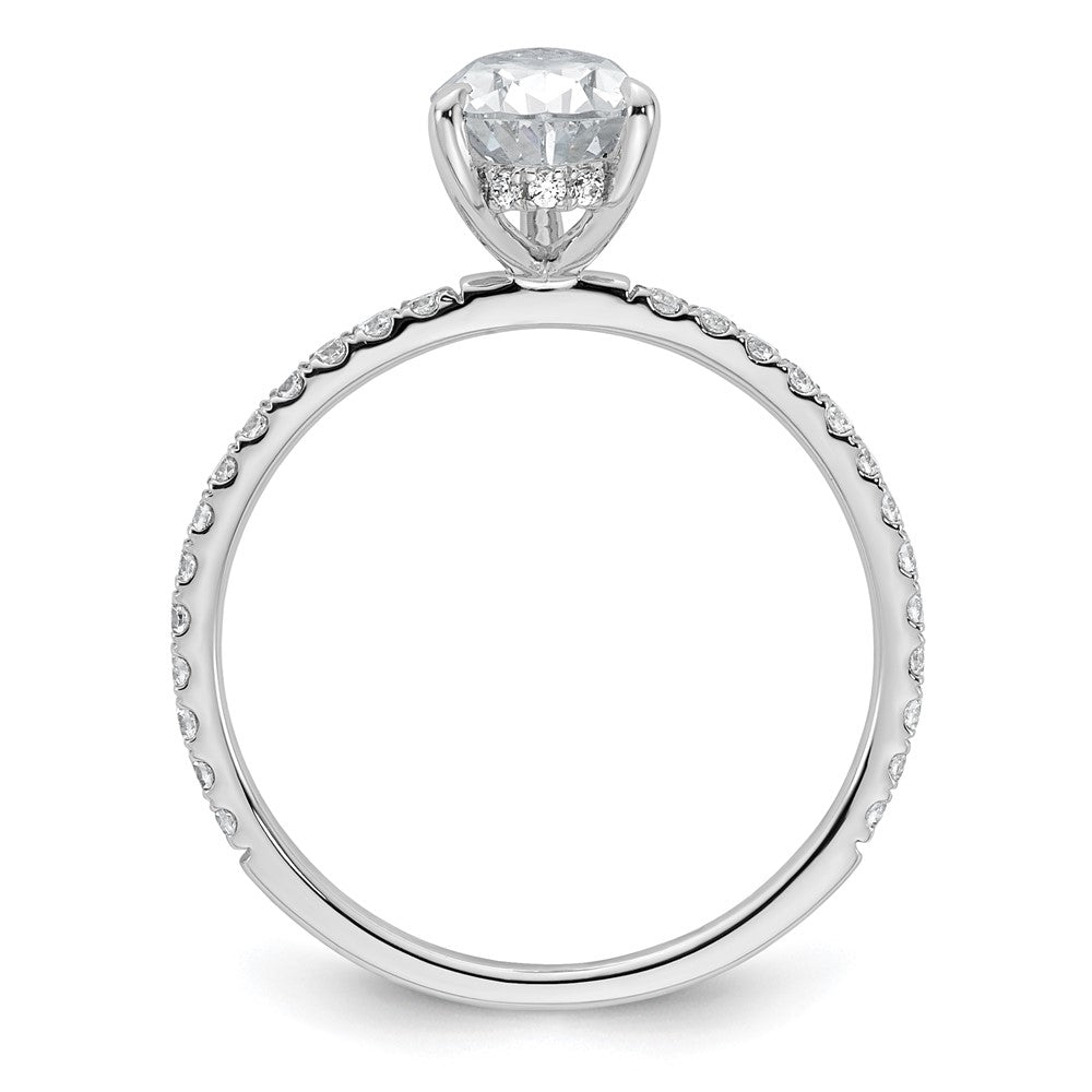 14K White Gold 1 3/8 carat Certified Lab Grown Diamond VS+ F+ Pear Complete Solitaire with Flair Engagement Ring