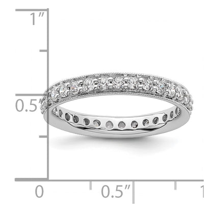 14K White Gold Polished Size 8.5 Vintage 1 carat Diamond Complete Eternity Wedding Band Ring