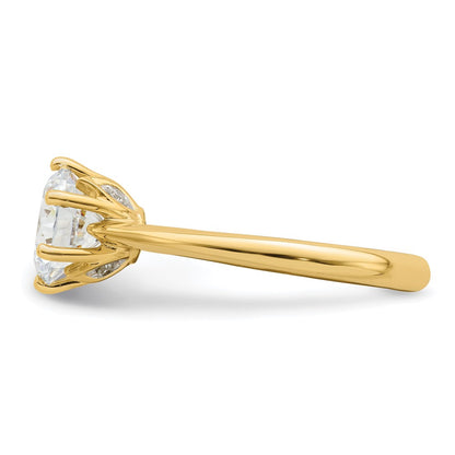 14K Yellow Gold (Holds 1.25 carat (7.50 mm) Round) 4-Prong with .03 carat Diamond Leaf Design Semi-Mount Engagement Ring