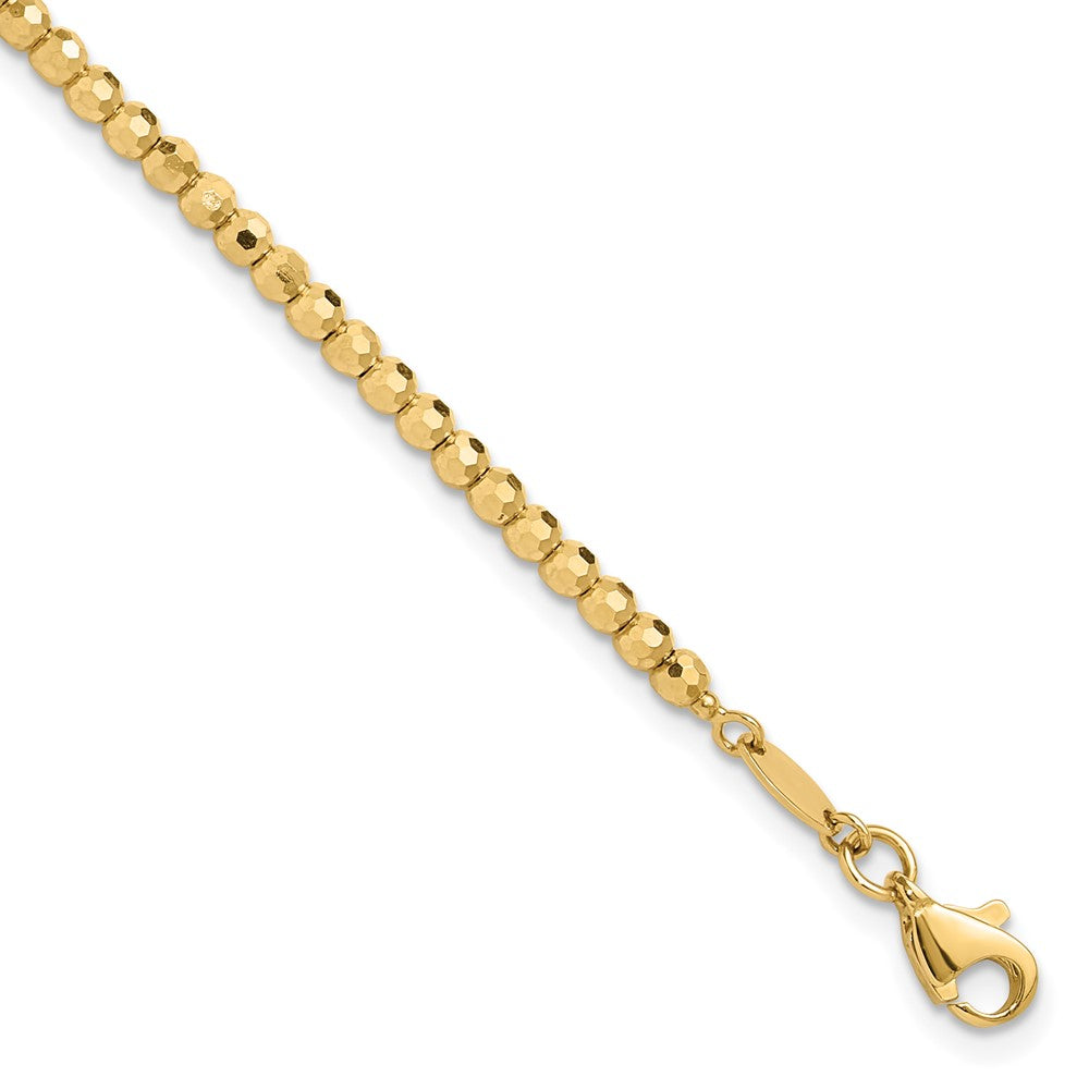 14K Yellow Gold Polished and Diamond-cut Beaded 7.25 Inch Bracelet